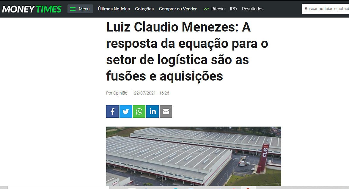 Luiz Claudio Menezes: A resposta da equao para o setor de logstica so as fuses e aquisies